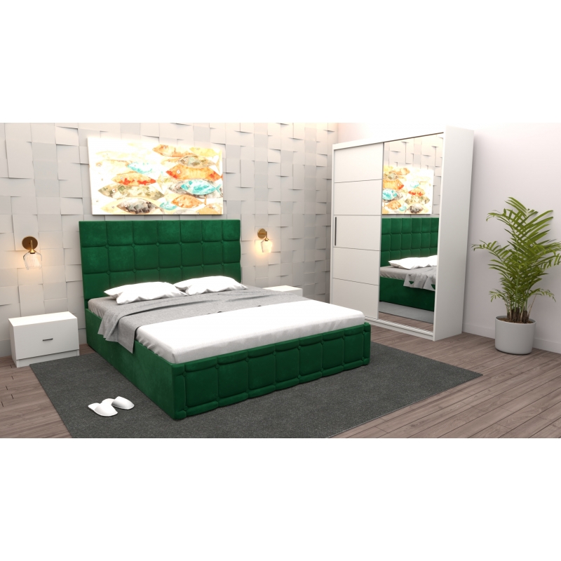 Dormitor Regal cu Pat Tapitat Verde...
